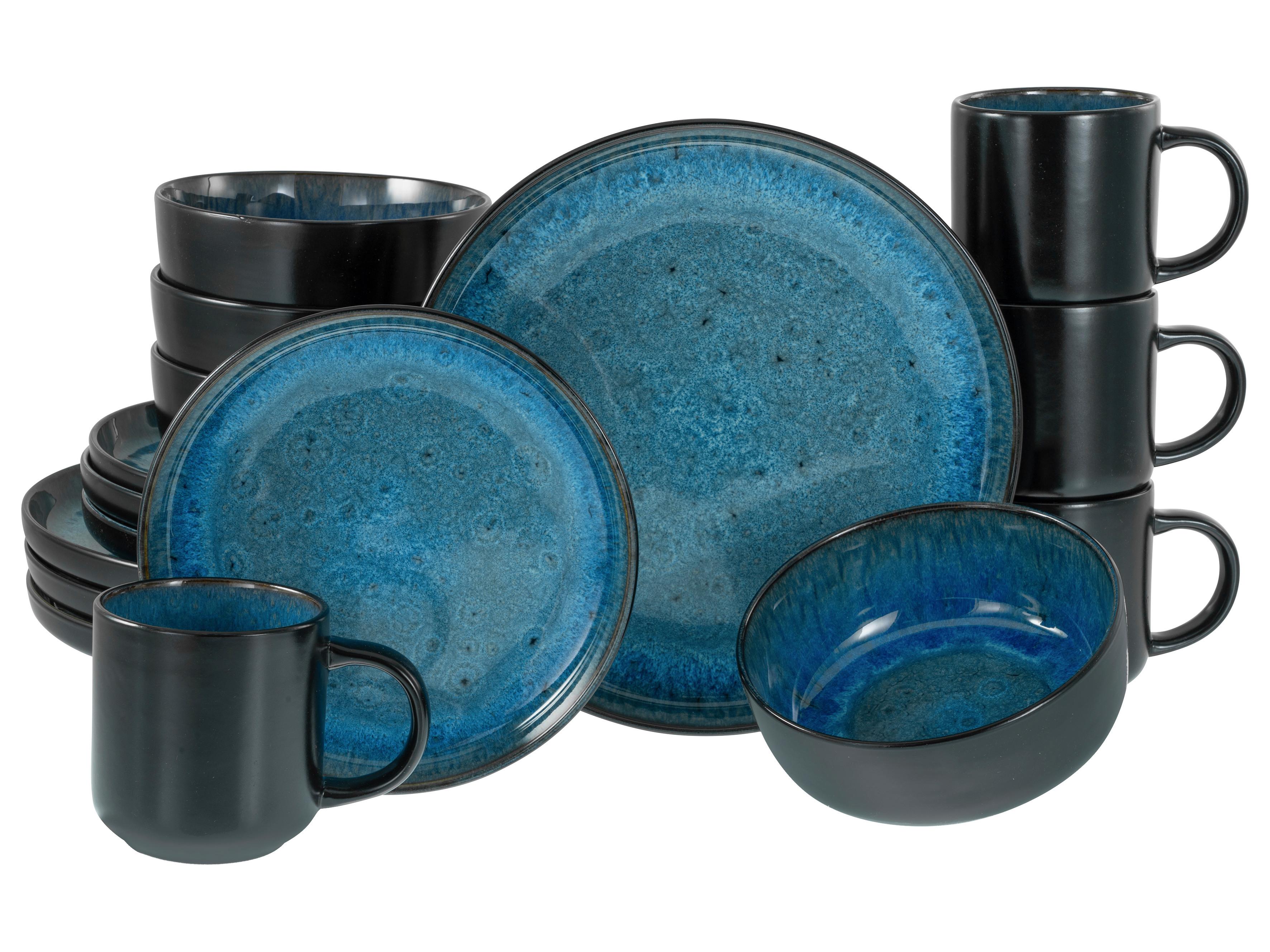 Kombinirani Servis Nordic Fjord Blue, 16-Delni - svetlo modra/črna, Basics, keramika - Creatable