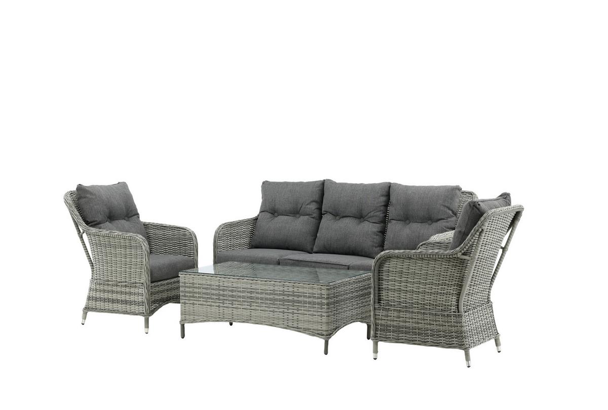 LOUNGEGARNITUR VIKELUND - Grau, KONVENTIONELL, Holz - Gardenson