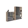 Aktenschrank Office Edition Sw Set 4 Sonoma Eiche/Weiß - Anthrazit Hochglanz/Sonoma Eiche, MODERN, Holzwerkstoff (257/186/33cm) - MID.YOU
