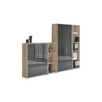 Aktenschrank Office Edition Sw Set 4 Sonoma Eiche/Weiß - Anthrazit Hochglanz/Sonoma Eiche, MODERN, Holzwerkstoff (257/186/33cm) - MID.YOU