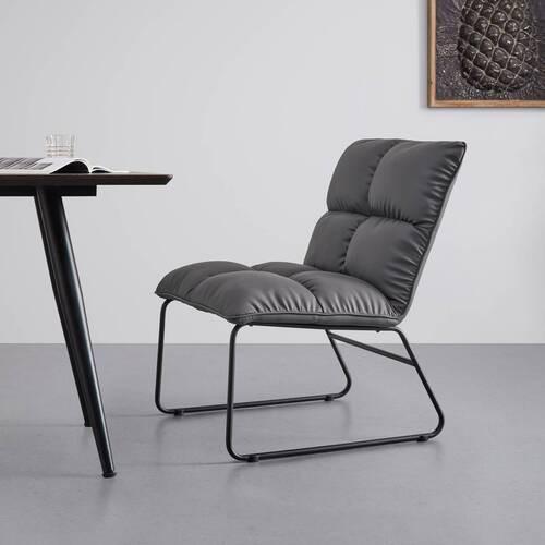Relaxsessel Eleina Grau Lederlook - Schwarz/Grau, MODERN, Textil/Metall (71/82/70cm) - Bessagi Home