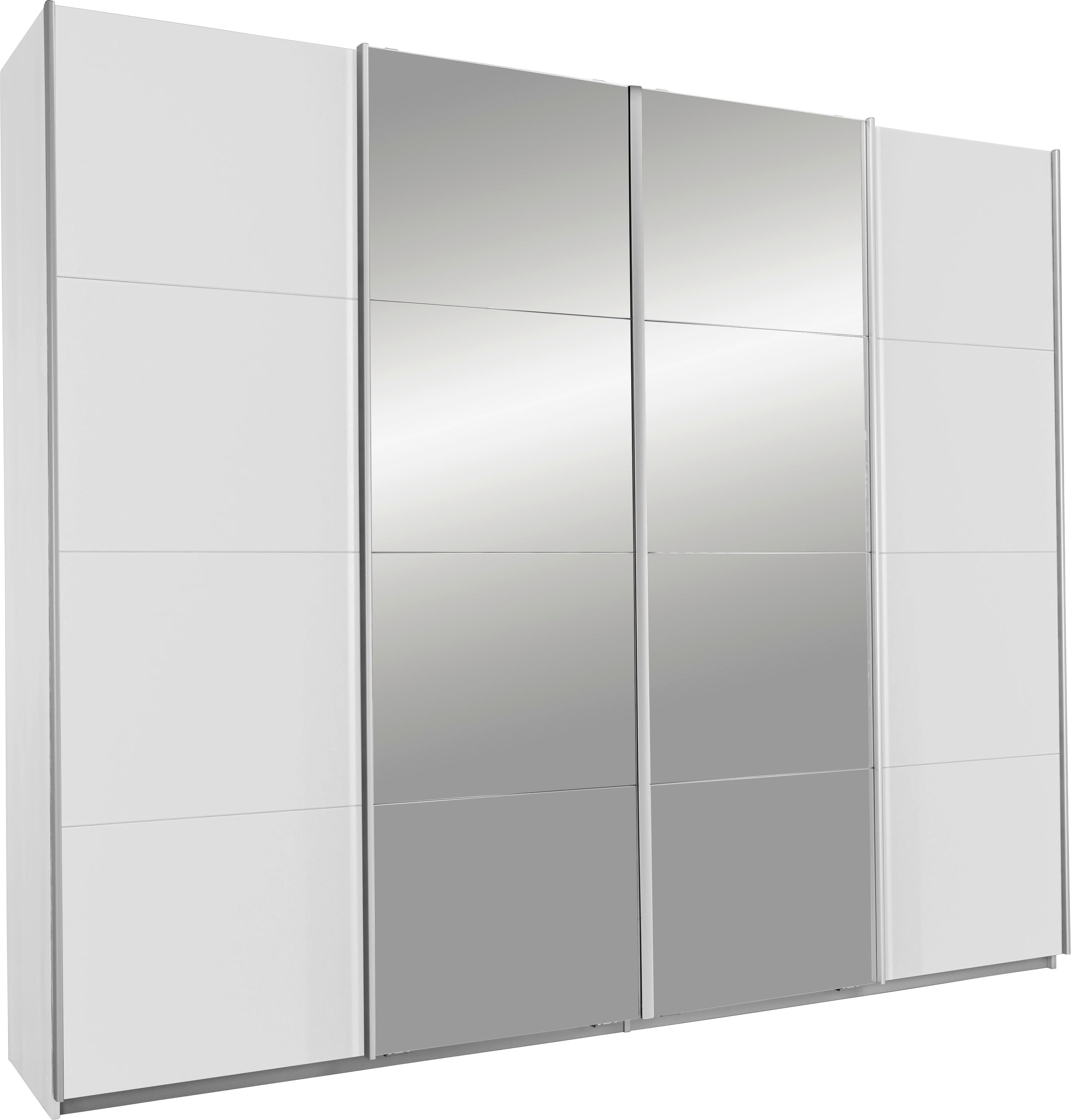 Schwebetürenschrank Syncrono in Weiß ca. 361x211x62cm - Silberfarben/Weiß, KONVENTIONELL, Holzwerkstoff/Metall (361/211/62cm) - Mömax