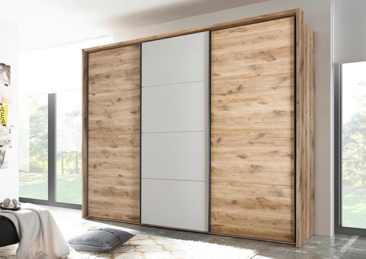 Schwebetürenschrank Ravenna in Eichefarben/Hellgrau - Eichefarben/Hellgrau, Konventionell, Holzwerkstoff/Metall (280/231/60cm) - Premium Living