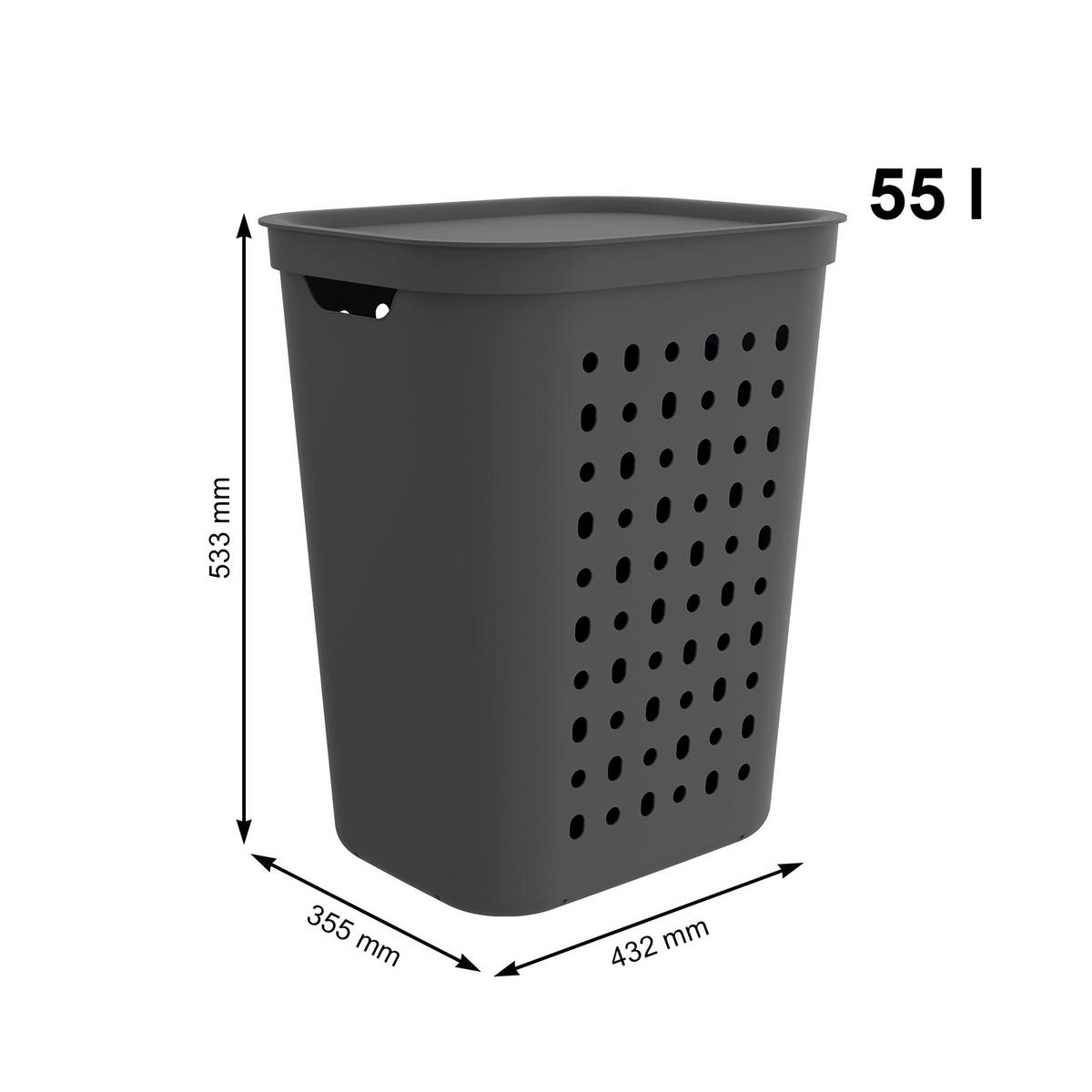 KOSZ NA BIELIZNĘ 1050708853 - antracytowy/biały, Konventionell, tworzywo sztuczne (35,5/53,3/43,2cm) - Rotho