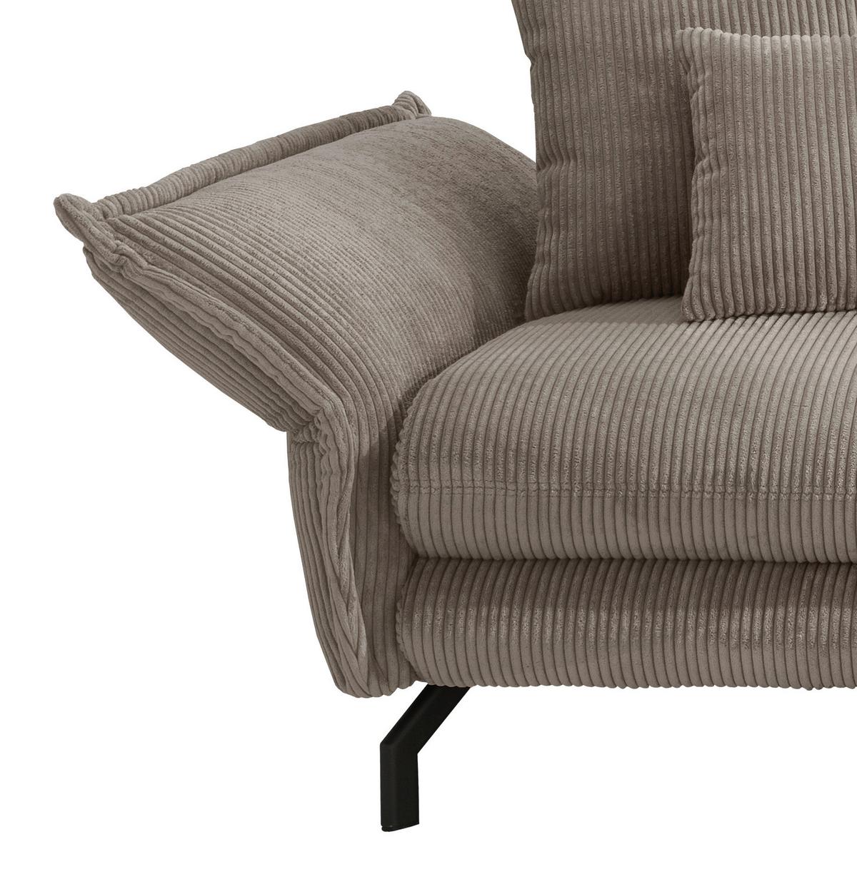 Wohnlandschaft Lava Graubraun Cord - Graubraun/Schwarz, MODERN, Textil/Metall (255/180cm) - Livetastic