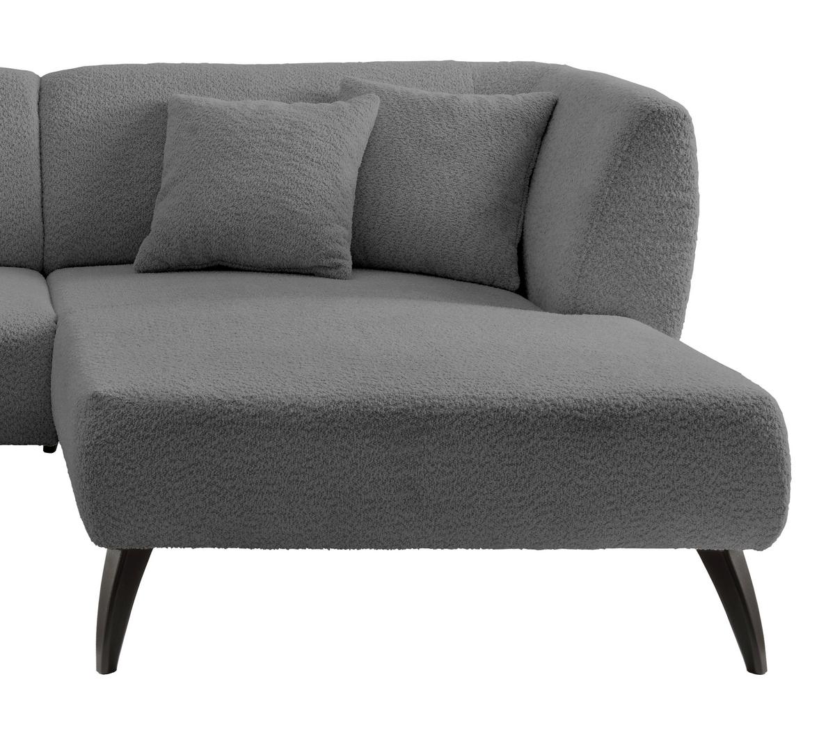 Wohnlandschaft Colori Anthrazit Bouclé - Anthrazit/Schwarz, MODERN, Holz/Textil (264/160cm) - MID.YOU