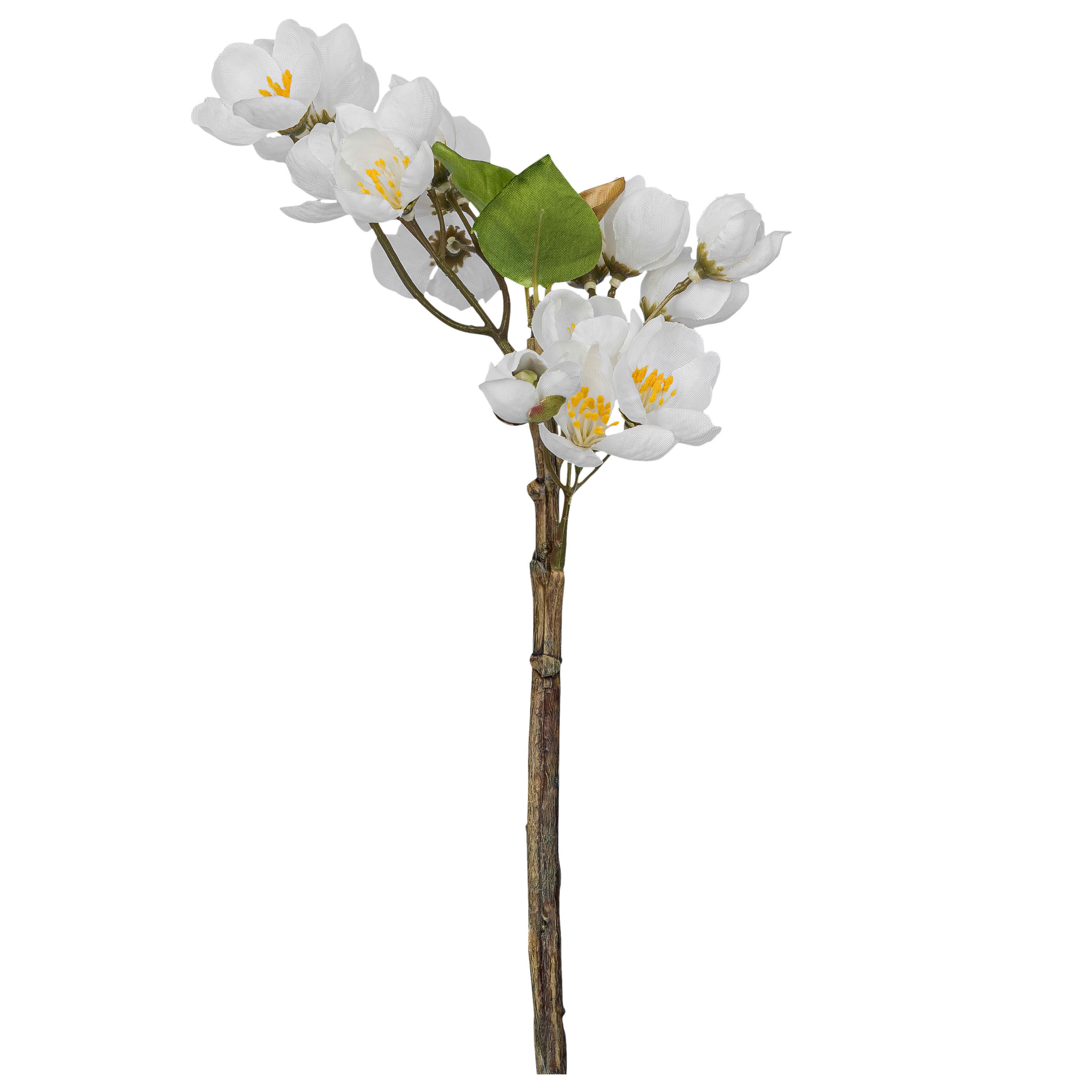 Dekozweig Apfelblütenzweig I Weiß/Braun - Weiß/Braun, KONVENTIONELL, Kunststoff (35cm) - Mömax