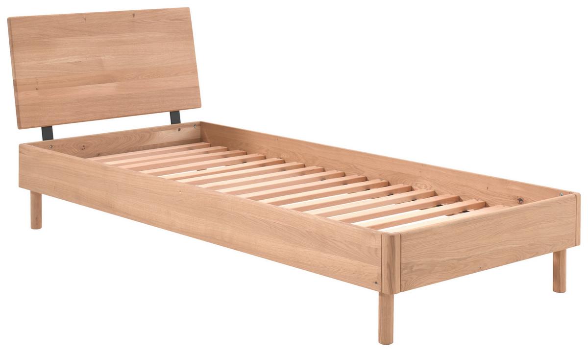Bett FORREST Naturfarben ca. 90x200 cm Echtholz Eiche - Naturfarben/Nickelfarben, MODERN, Holz (90/200cm) - Vipack