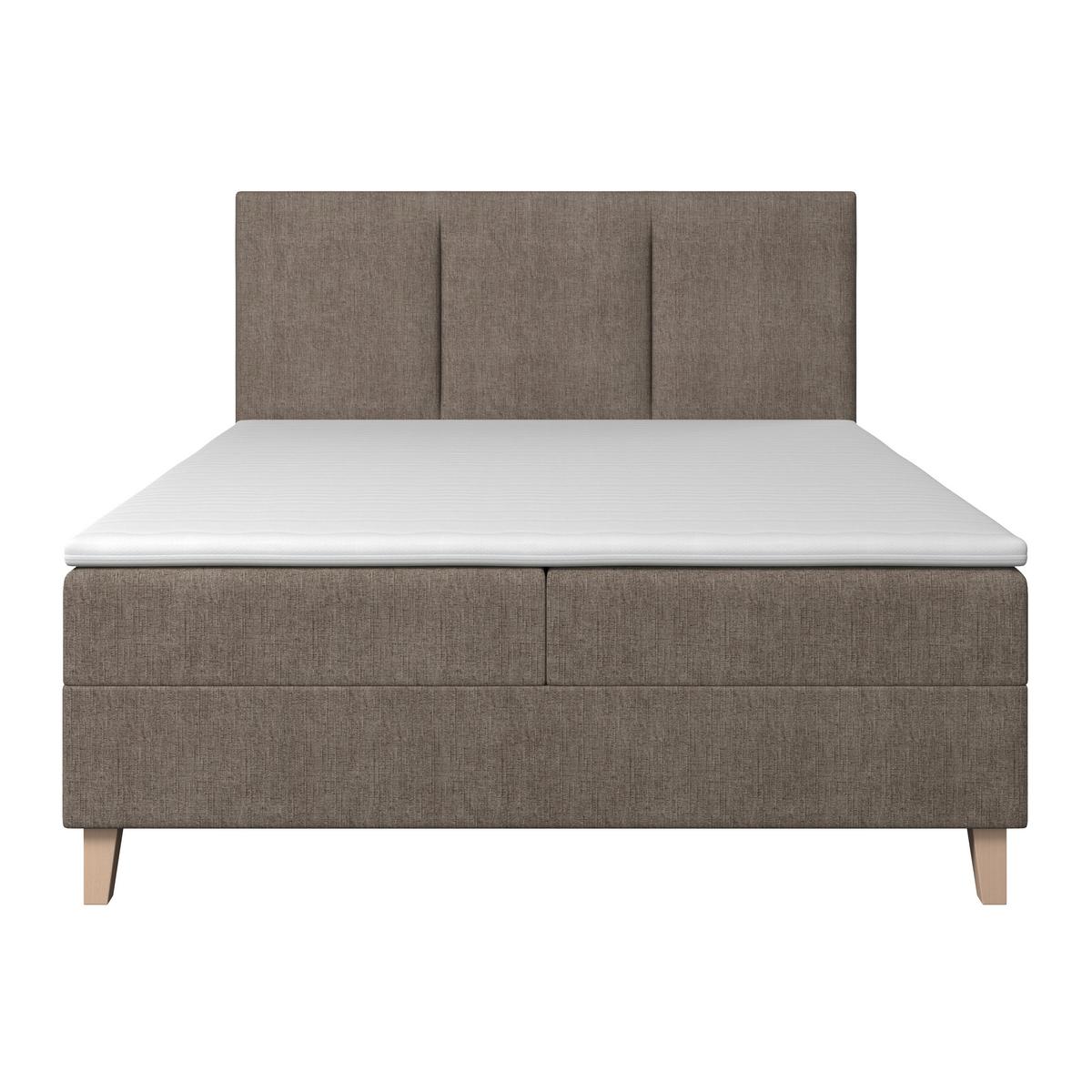 Boxbett Monza ca. 160x200 cm Braun inkl. Topper - Eichefarben/Braun, Modern, Holz/Textil (160/200cm) - Bessagi Home