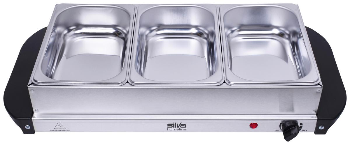 PODGRZEWACZ BUFETOWY BEMAR - kolor stalowy/czarny, Trend, tworzywo sztuczne/metal (54,7/14/26,3cm) - Silva Schneider