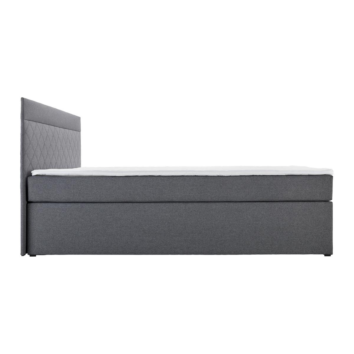 Pat tip boxspring fără arcuri ROSA - gri închis, Modern, lemn/textil (140/200cm) - Bessagi Home