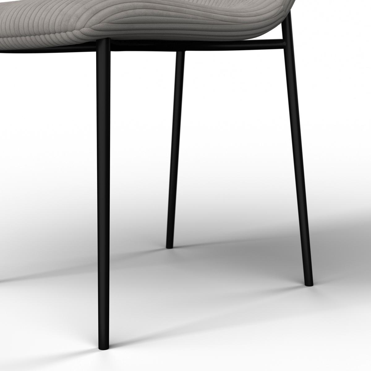 Stuhl Amy Hellgrau Cord Gepolstert - Hellgrau/Schwarz, MODERN, Holz/Textil (45/85/55cm) - Bessagi Home