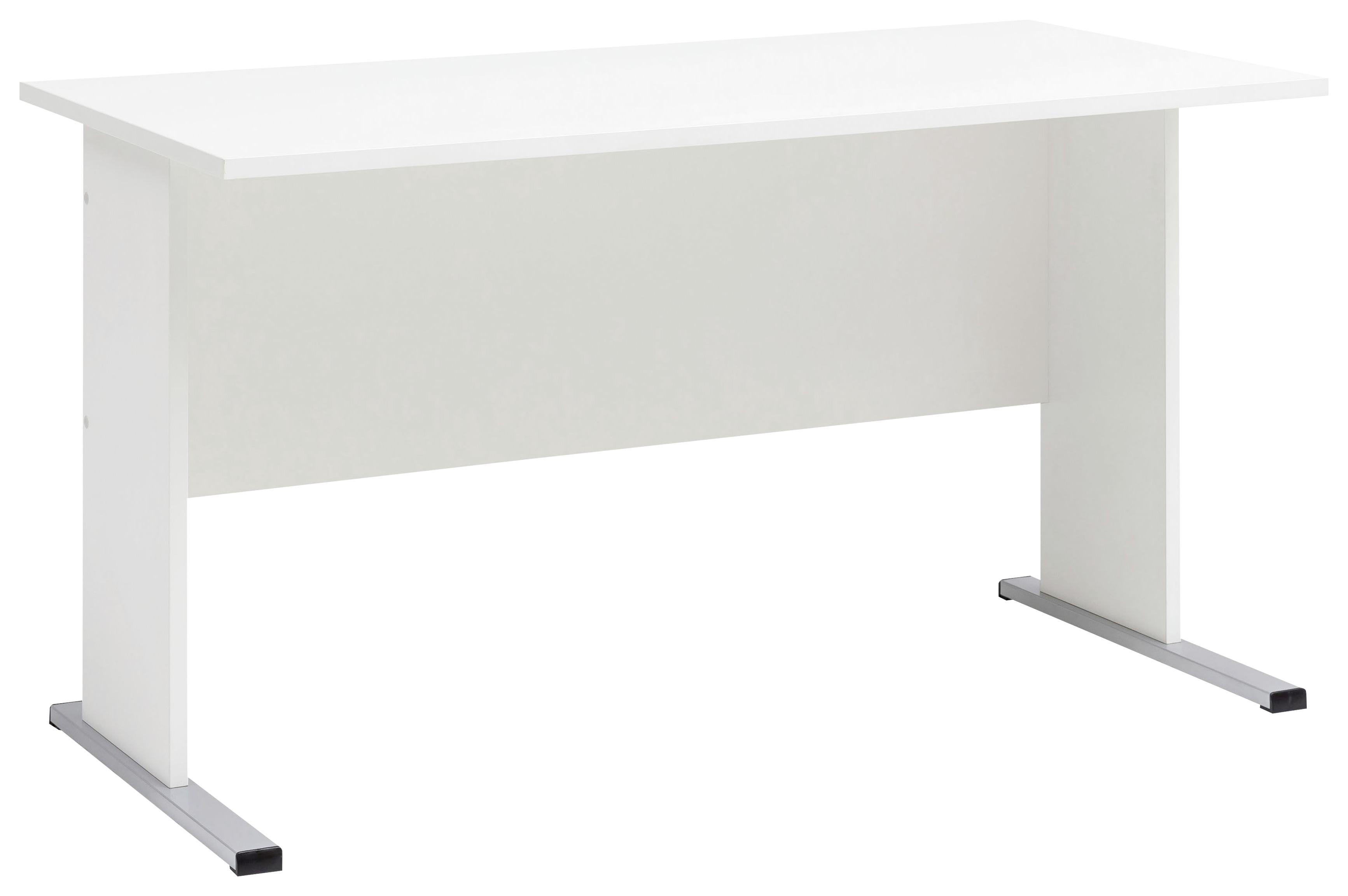 Schreibtisch "Serie 200", weiß - Silberfarben/Weiß, Basics, Holzwerkstoff/Metall (140/65/74,2cm) - MID.YOU