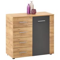 Komoda Uno - siva/barve hrasta, Moderno, leseni material (88/80/40cm) - Mömax