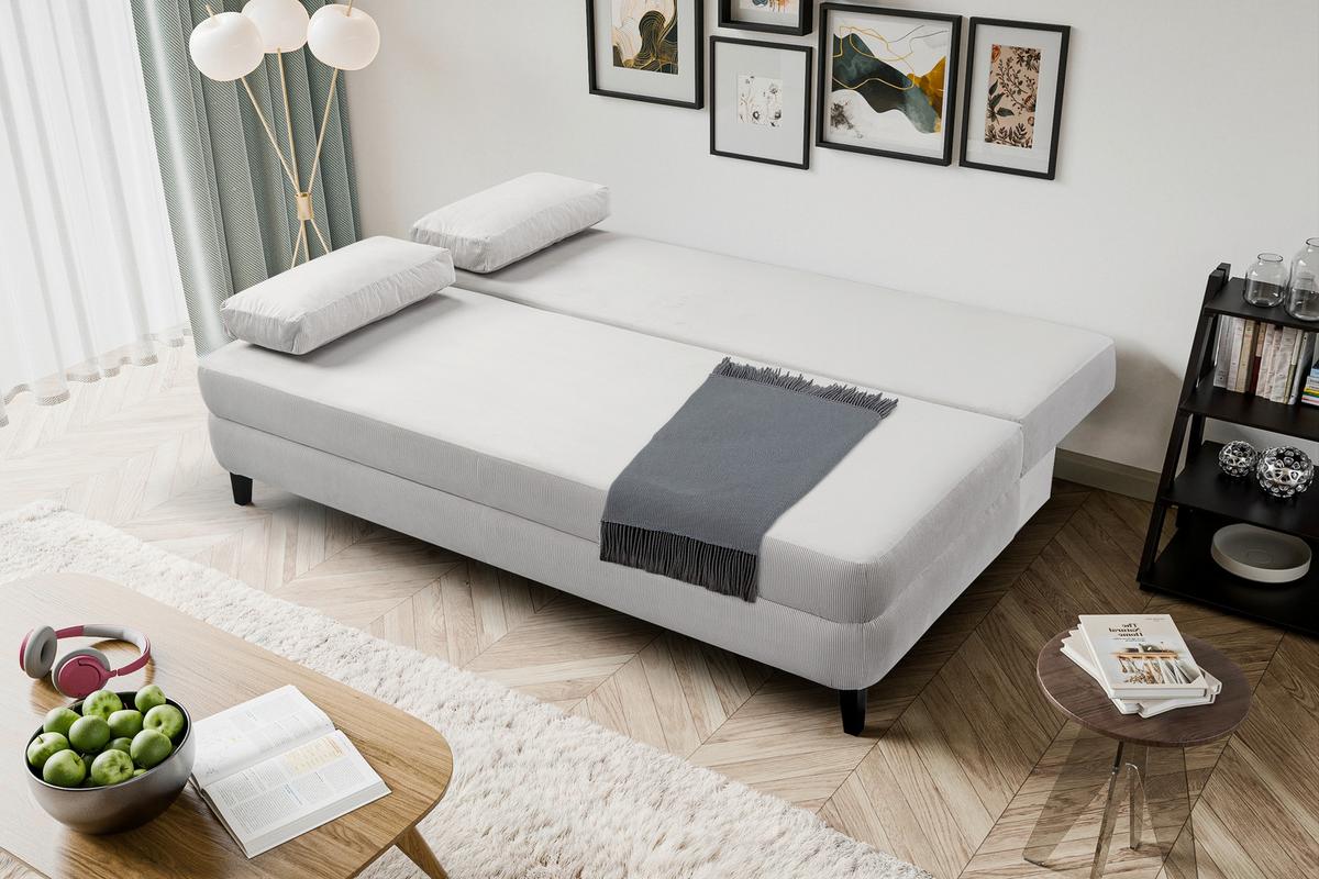 Schlafsofa Sorto Hellgrau - Hellgrau/Schwarz, Basics, Holz/Textil (200/91/100cm) - MID.YOU