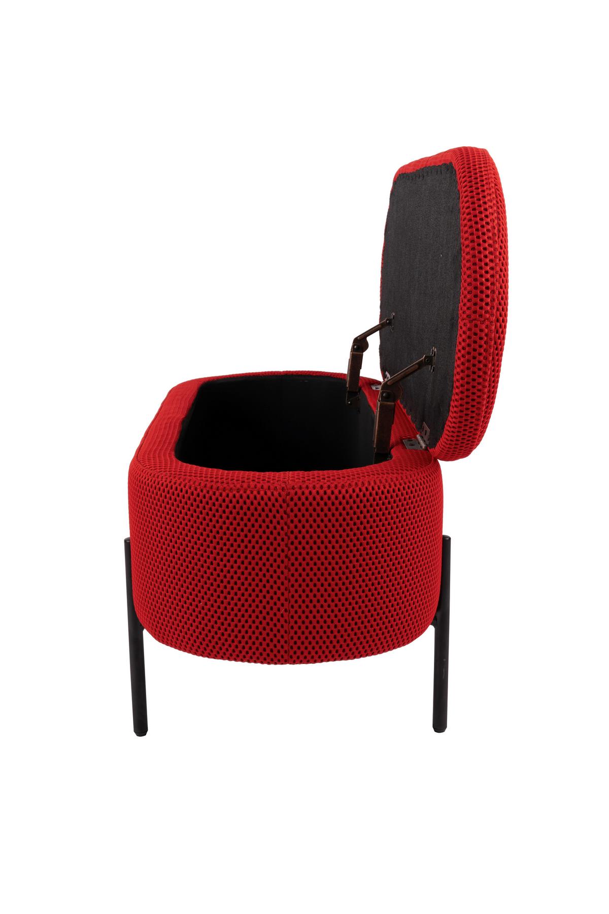 Hockerbank B412827-5 Carla - Rot/Schwarz, Design, Textil/Metall (95/43/36cm) - Globo