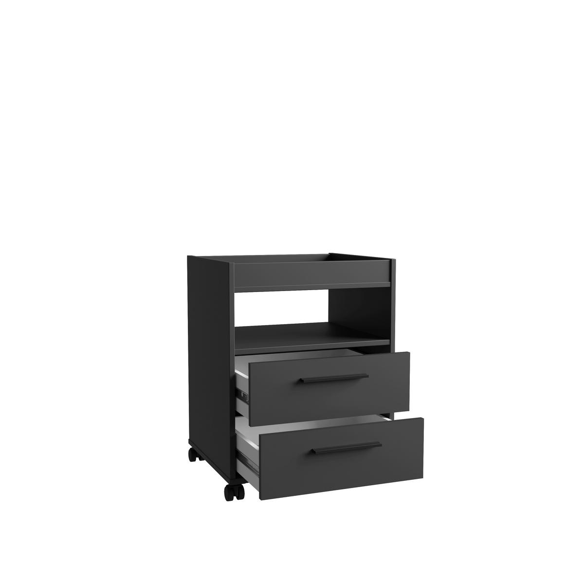 Rollcontainer in Schwarz - Schwarz, MODERN, Holzwerkstoff/Kunststoff (48,4/63/42cm) - Mömax