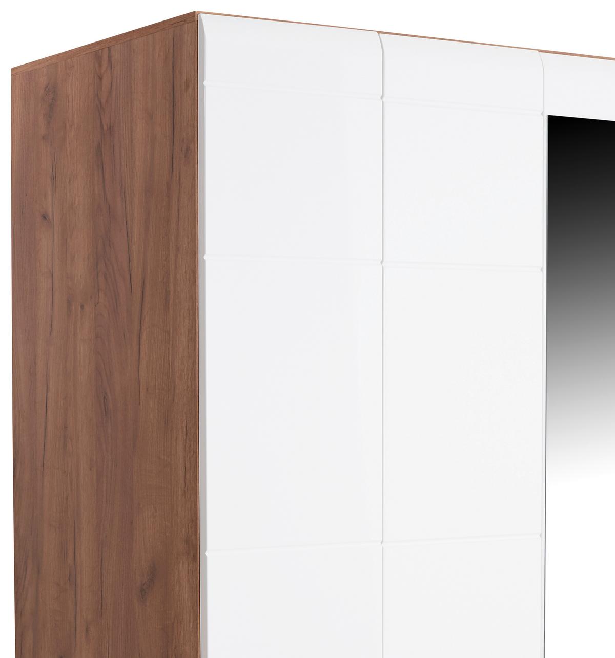 Omara Za Oblačila Avensis New, Bela, Temni Hrast, Ogledalo - barve hrasta/bela, Konvencionalno, umetna masa/leseni material (120/205,7cm) - Mömax