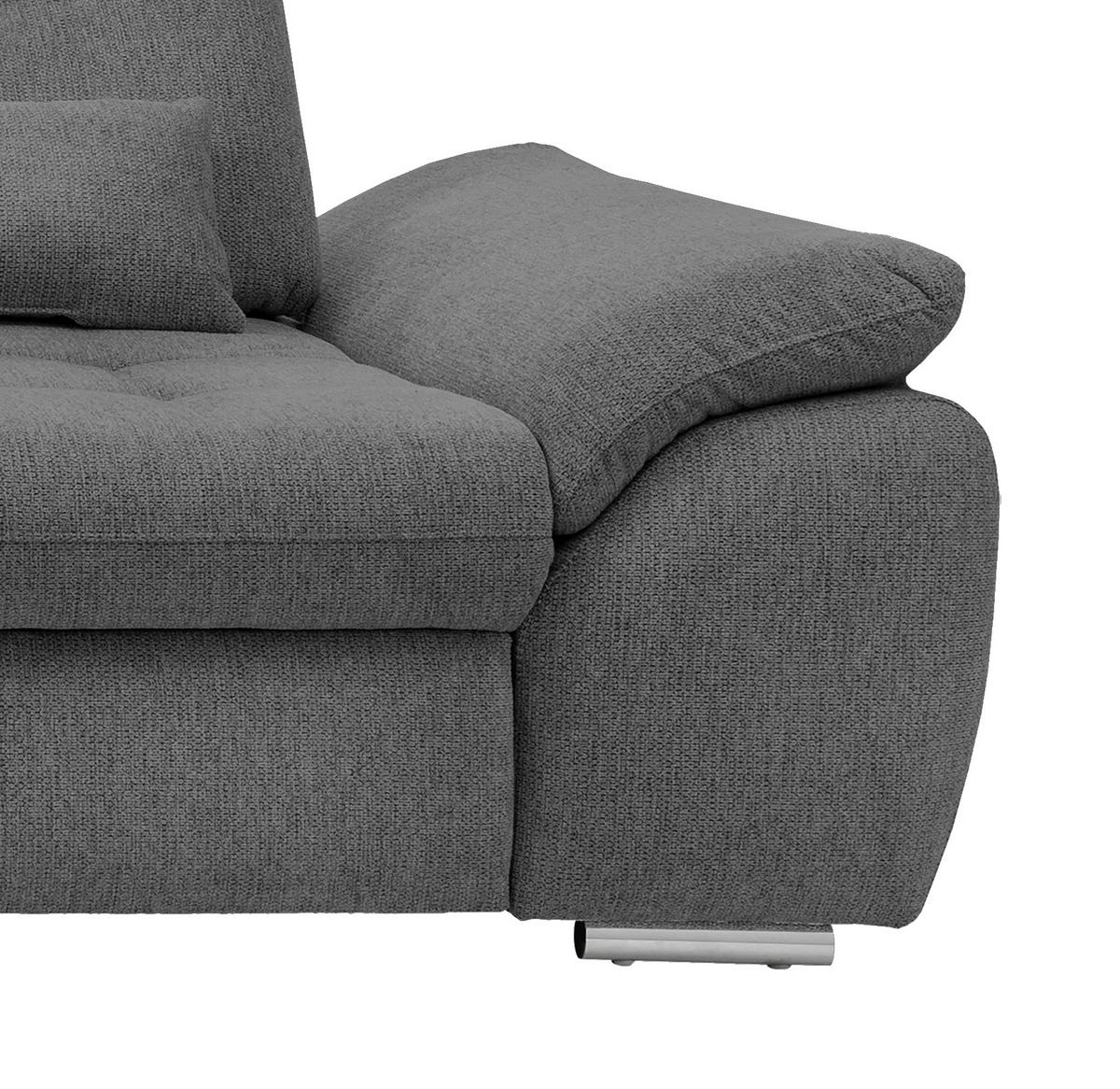 Ecksofa Rigatti mit Bettkasten ca. 184x314 cm Graubraun - Chromfarben/Graubraun, MODERN, Textil/Metall (184/314cm) - Livetastic