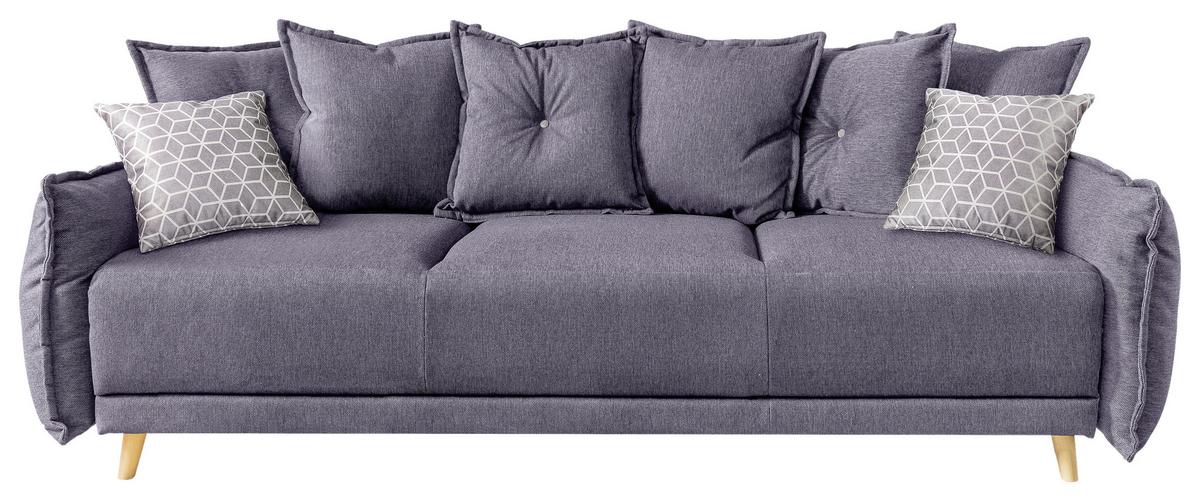 Schlafsofa in Hellgrau ´LAZY LUKKA HELLGRAU ´ - Hellgrau/Kieferfarben, Basics, Holz/Textil (230/80/100cm) - MID.YOU