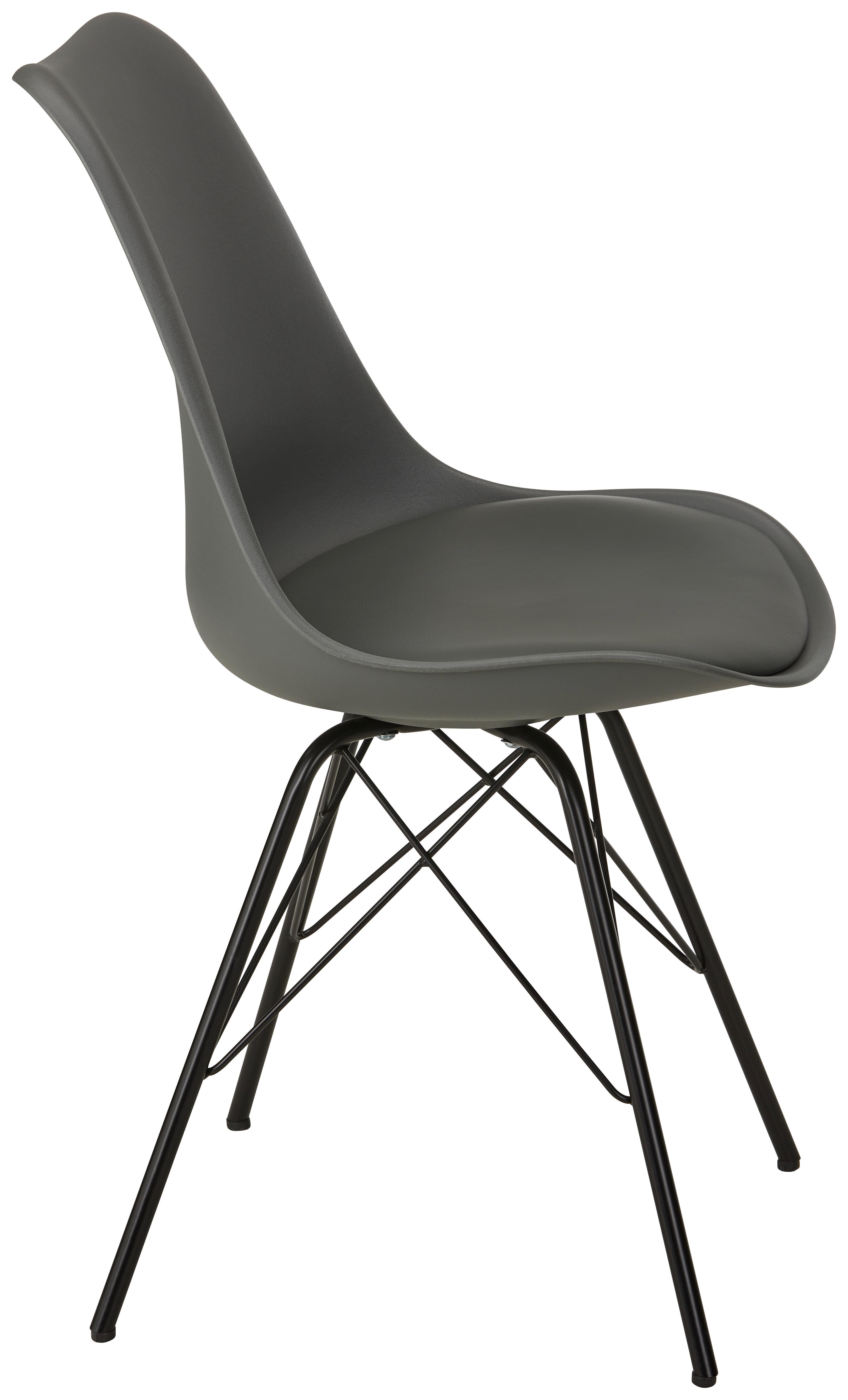 Stuhl in Grau - Schwarz/Grau, MODERN, Kunststoff/Textil (55,5/86/48cm) - Based