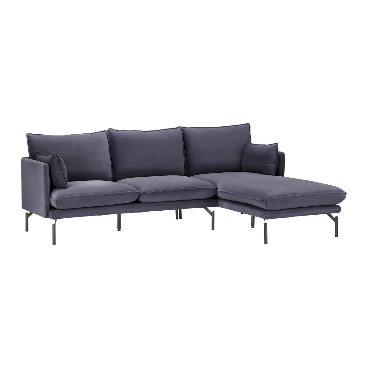 Kutna Garnitura Rosa - siva/crna, Moderno, tekstil/metal (226/84/163cm) - Bessagi Home