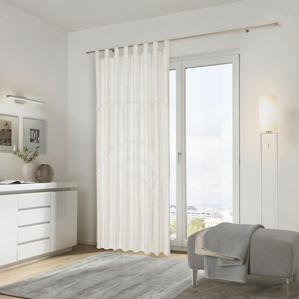 ZASŁONA NA SZELKACH NOYONA - beżowy, Trend, tkanina (140/255cm) - Ambiente