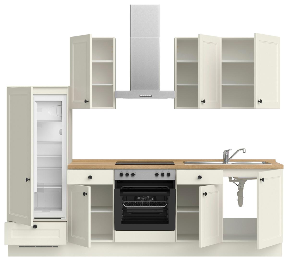 Küchenblock Cascada Low m. Geräten Weiß - Eichefarben/Schwarz, MODERN, Holzwerkstoff/Metall (270cm) - Nobilia