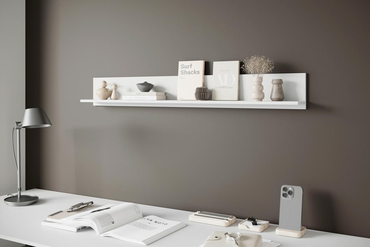 Stenska Polica Vera 138, Bela - bela, Design, leseni material (138,5/18/12cm) - Livetastic