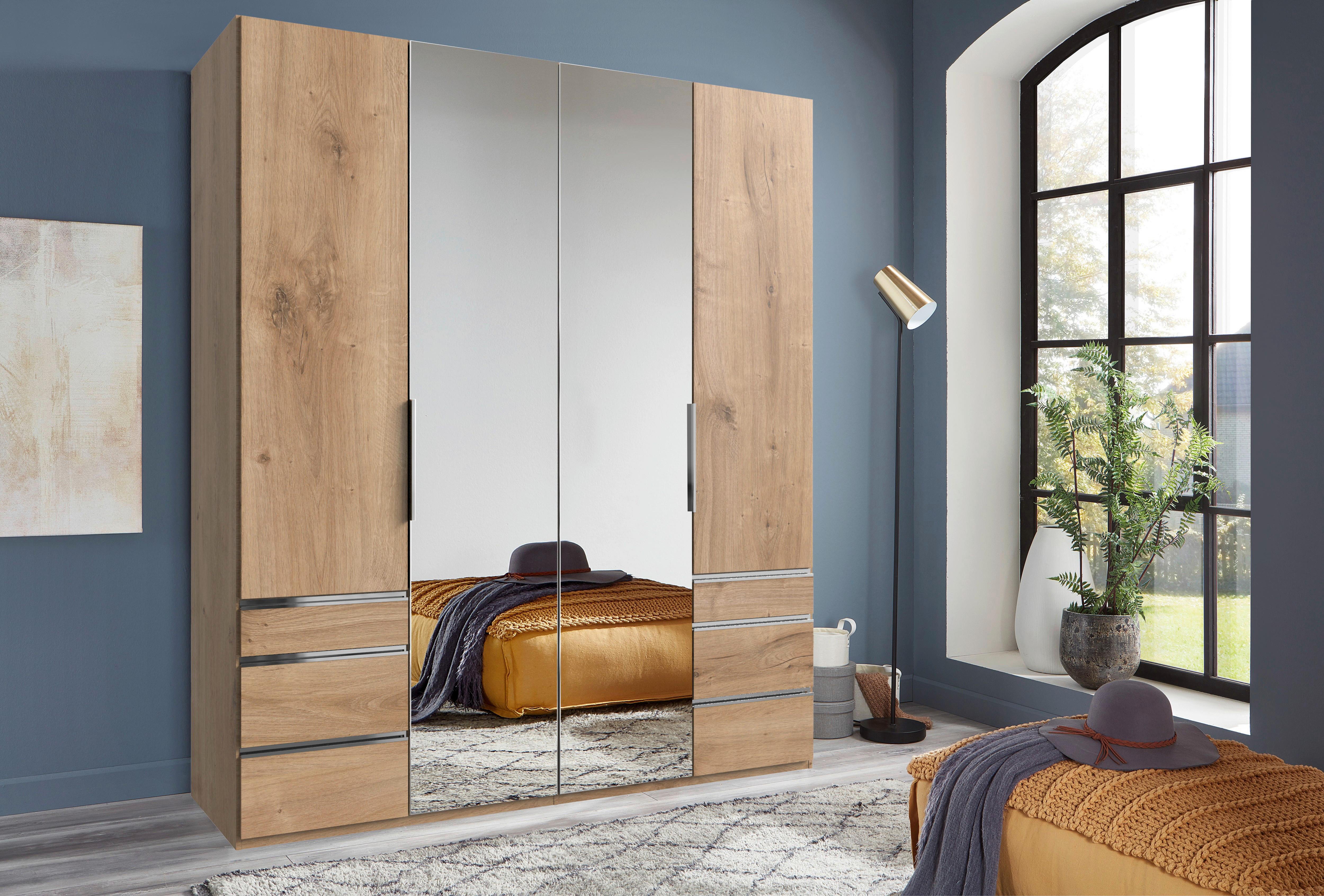 Drehtürenschrank mit Laden B: 200 cm Level, Eiche Dekor - Chromfarben/Eichefarben, MODERN, Holzwerkstoff (200/236/58cm) - MID.YOU