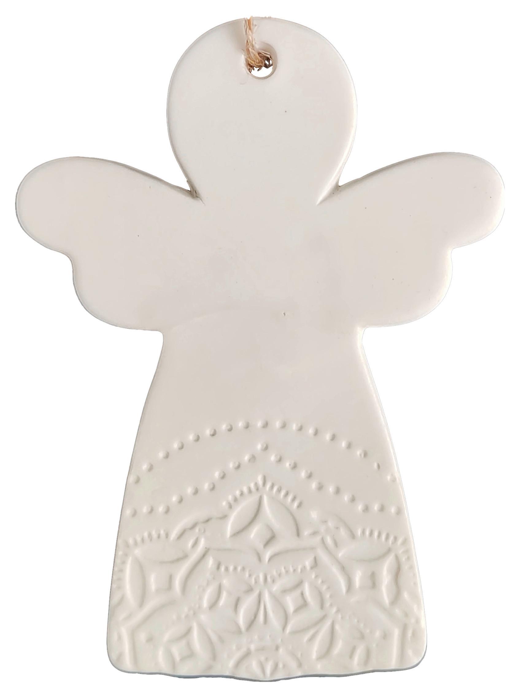 Függődísz Frieda - fehér, Konventionell, textil/kerámia (7/9/0,5cm) - Modern Living