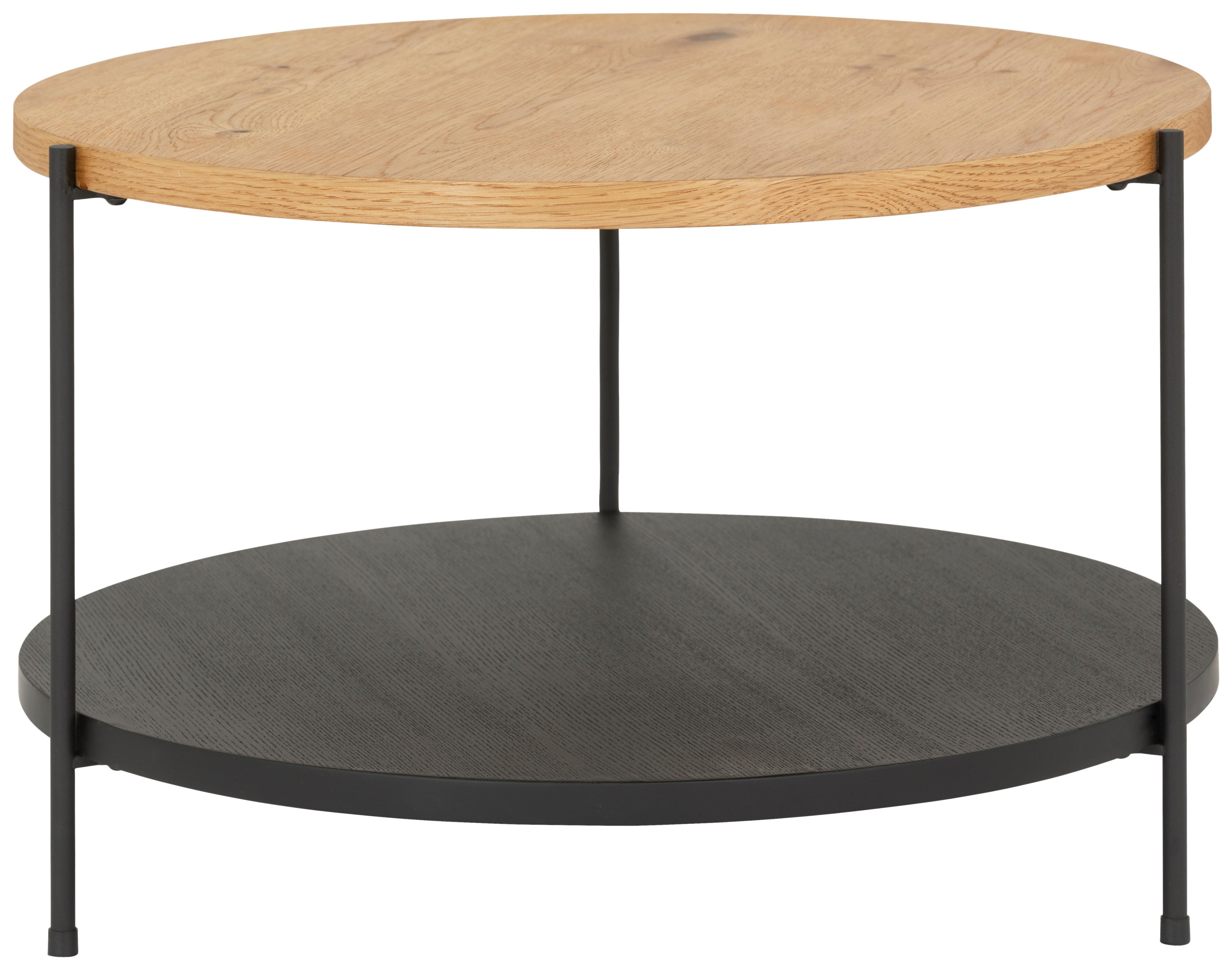 Măsuță de cafea RONDO 2 - culoare natur/negru, Modern, lemn/metal (60/40/60cm) - Modern Living