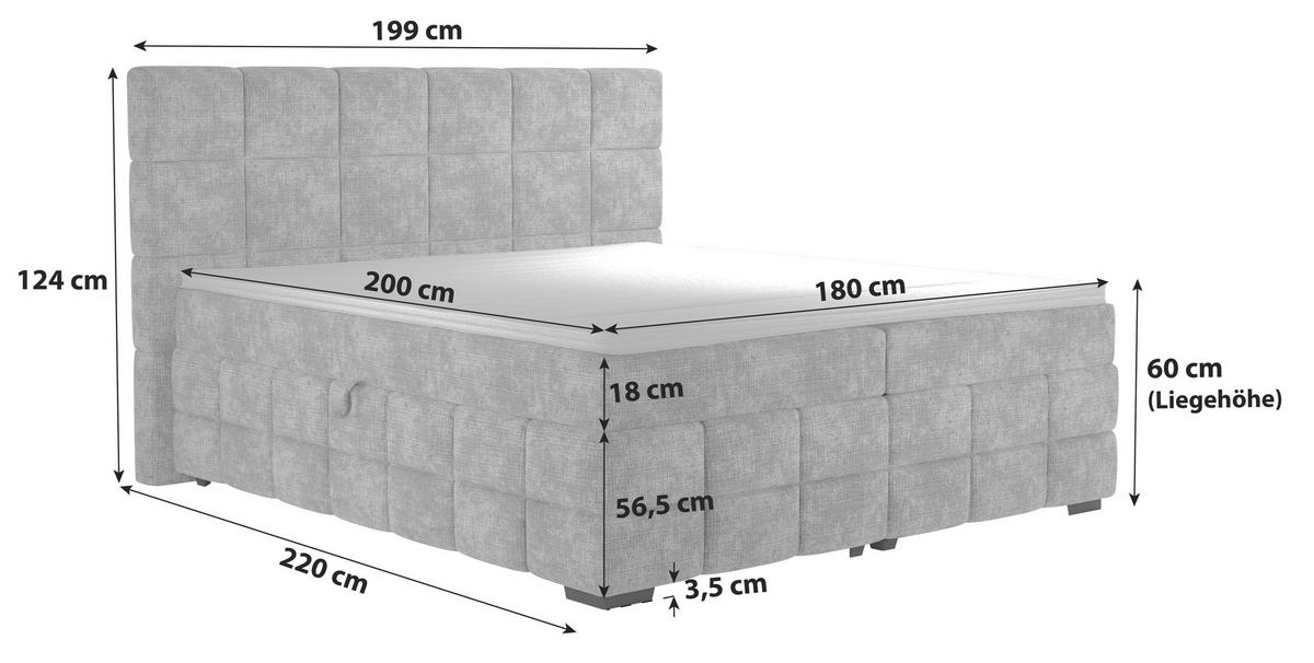 PAT BOX VEGA - albastru, Trend, lemn/textil (180/200cm) - Modern Living