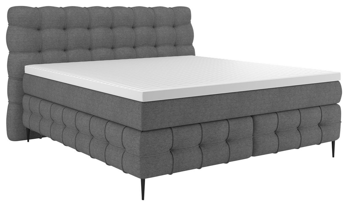 Boxspring Krevet Scarlett - tamno siva/crna, Konvencionalno, drvni materijal/drvo (160/200cm) - Premium Living