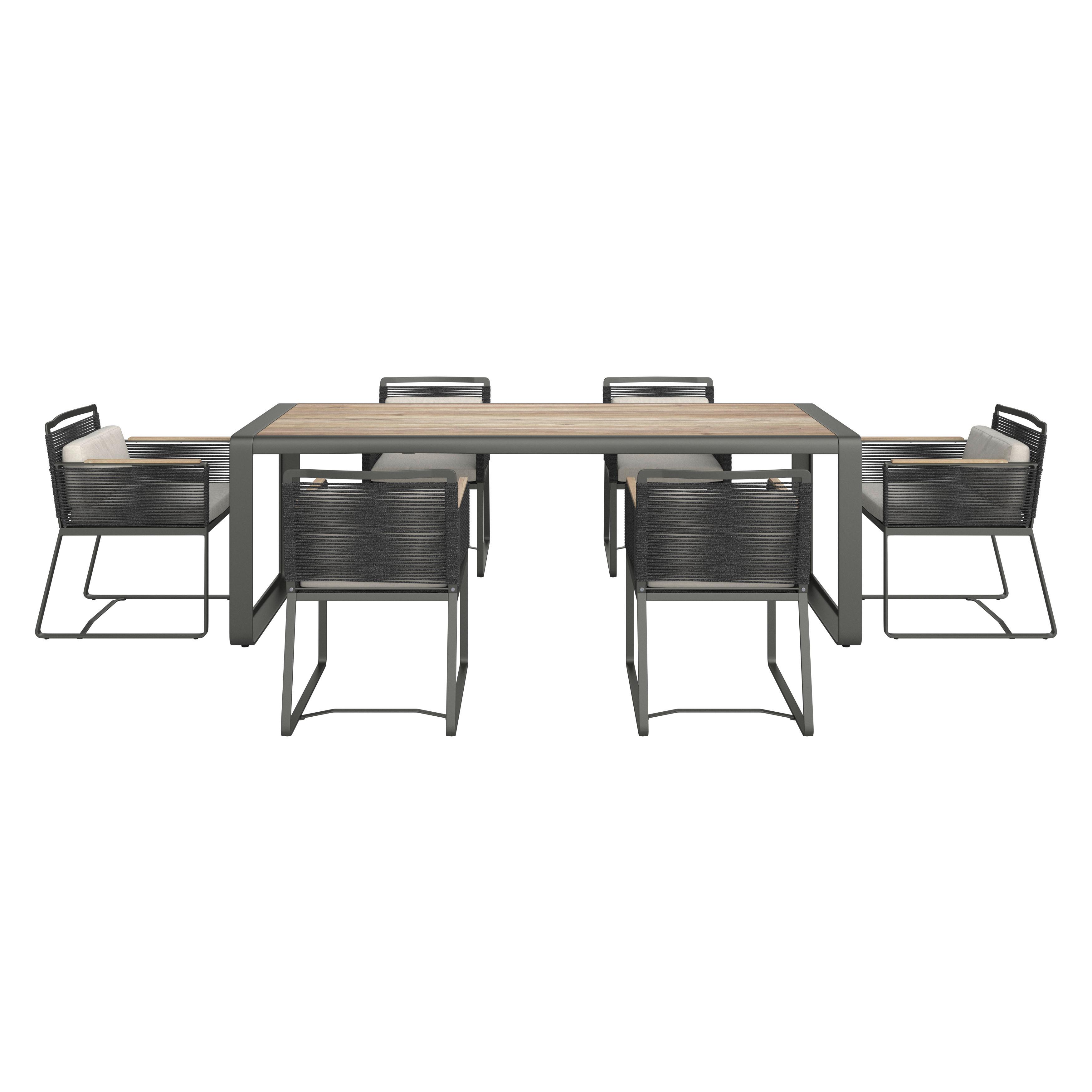 Gartengarnitur "Caroline", hell/dunkelgrau, Holz/Metall - Dunkelgrau, Modern, Holz/Metall (220/75/85cm) - Bessagi Garden