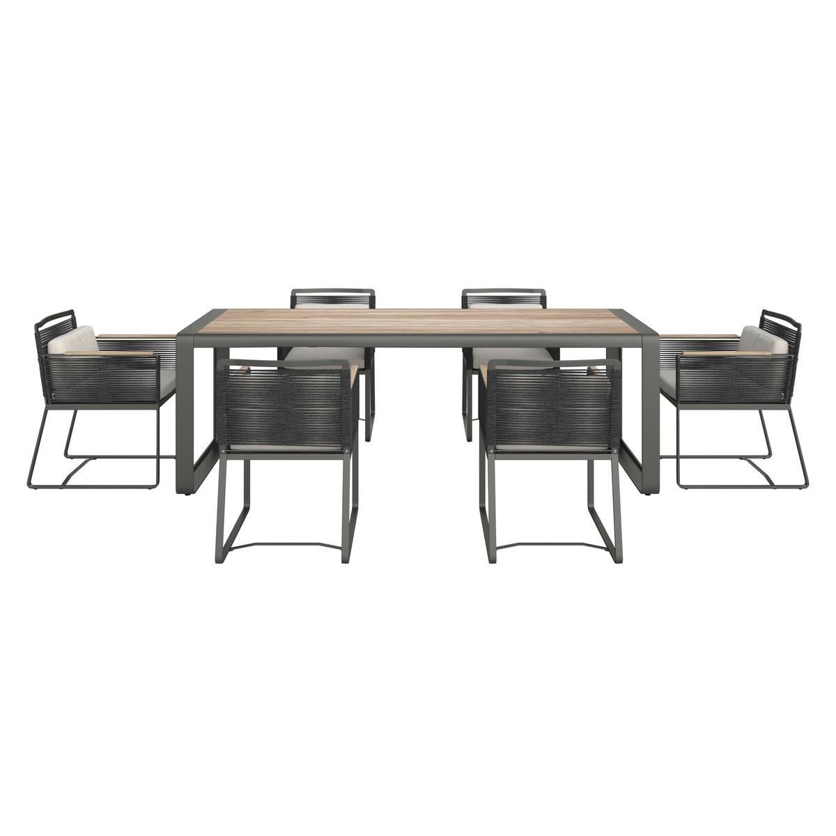 Gartengarnitur "Caroline", hell/dunkelgrau, Holz/Metall - Dunkelgrau, Modern, Holz/Metall (220/75/85cm) - Bessagi Garden