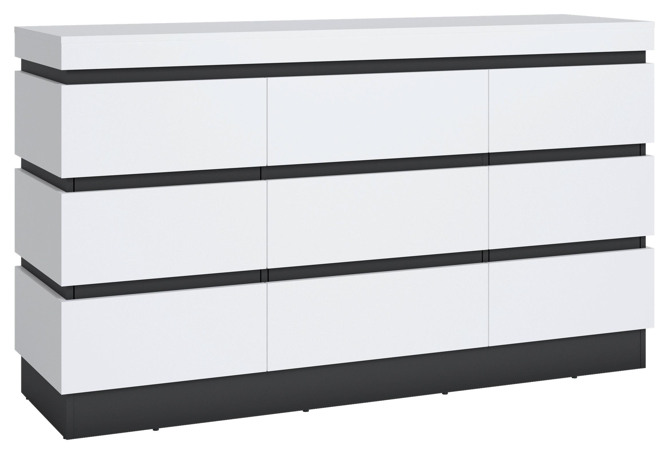 Comodă cu uși CAMPANIA - alb/antracit, Trend, material pe bază de lemn (160,8/92,5/45cm) - Modern Living