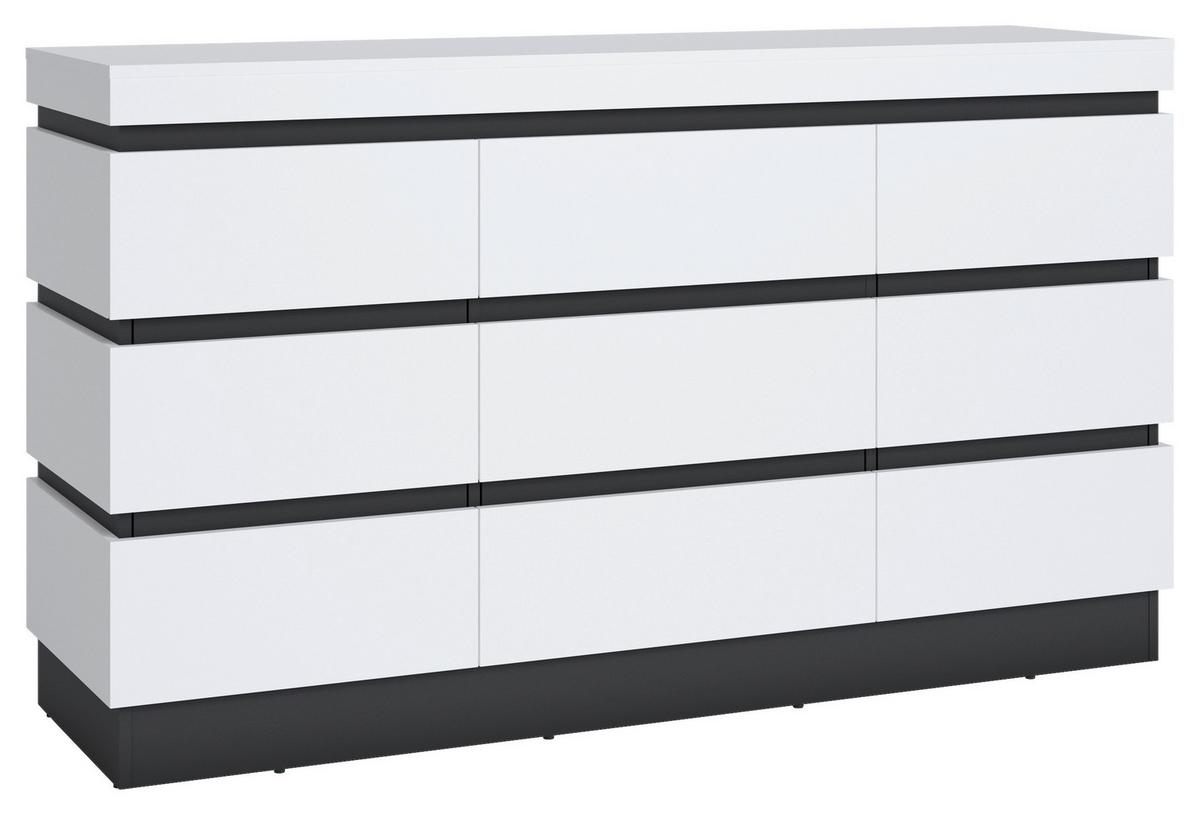 Comodă cu uși CAMPANIA - alb/antracit, Trend, material pe bază de lemn (160,8/92,5/45cm) - Modern Living