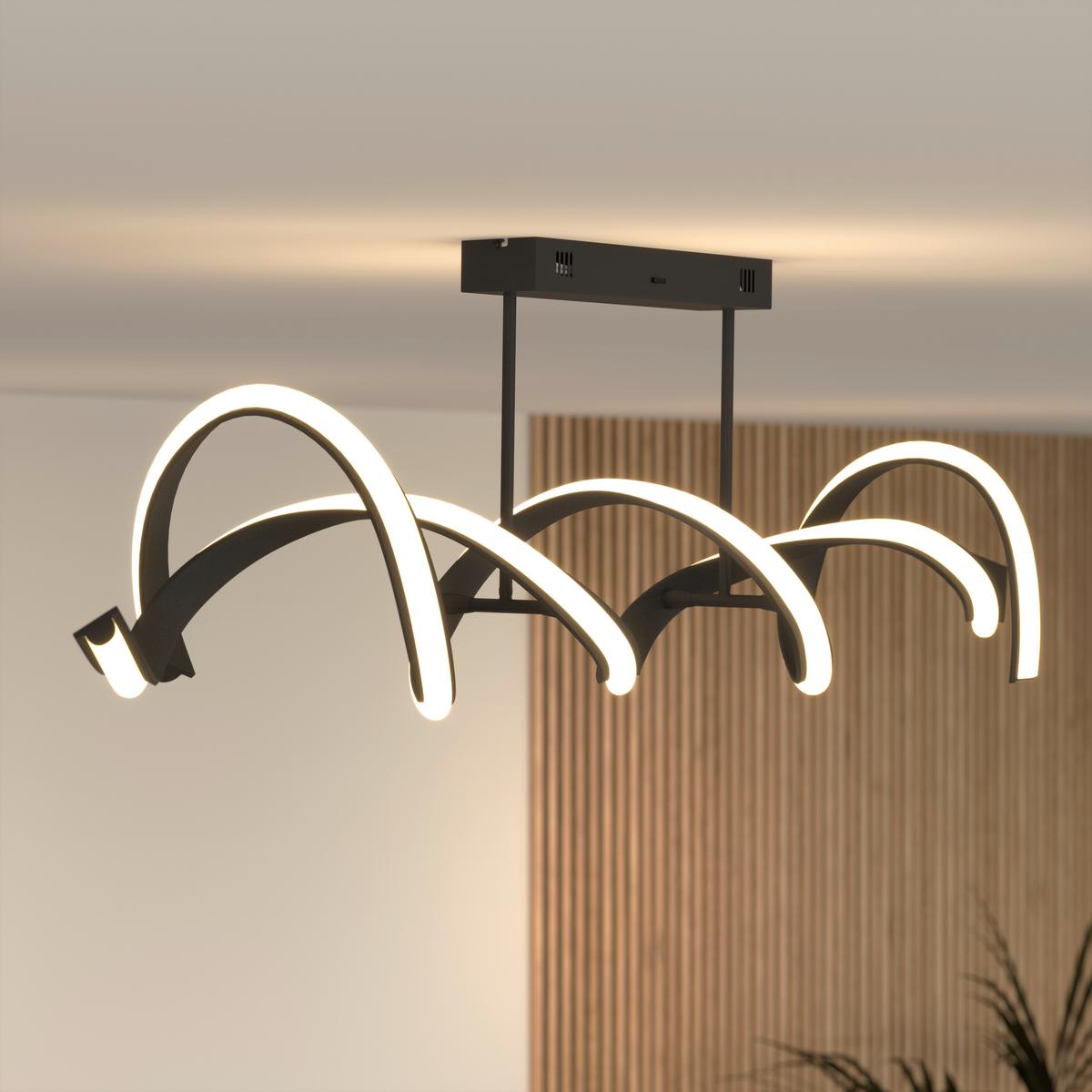 LAMPA SUFITOWA LED BRACKNELL - czarny, Design, tworzywo sztuczne/metal (120/22/32cm) - Novel