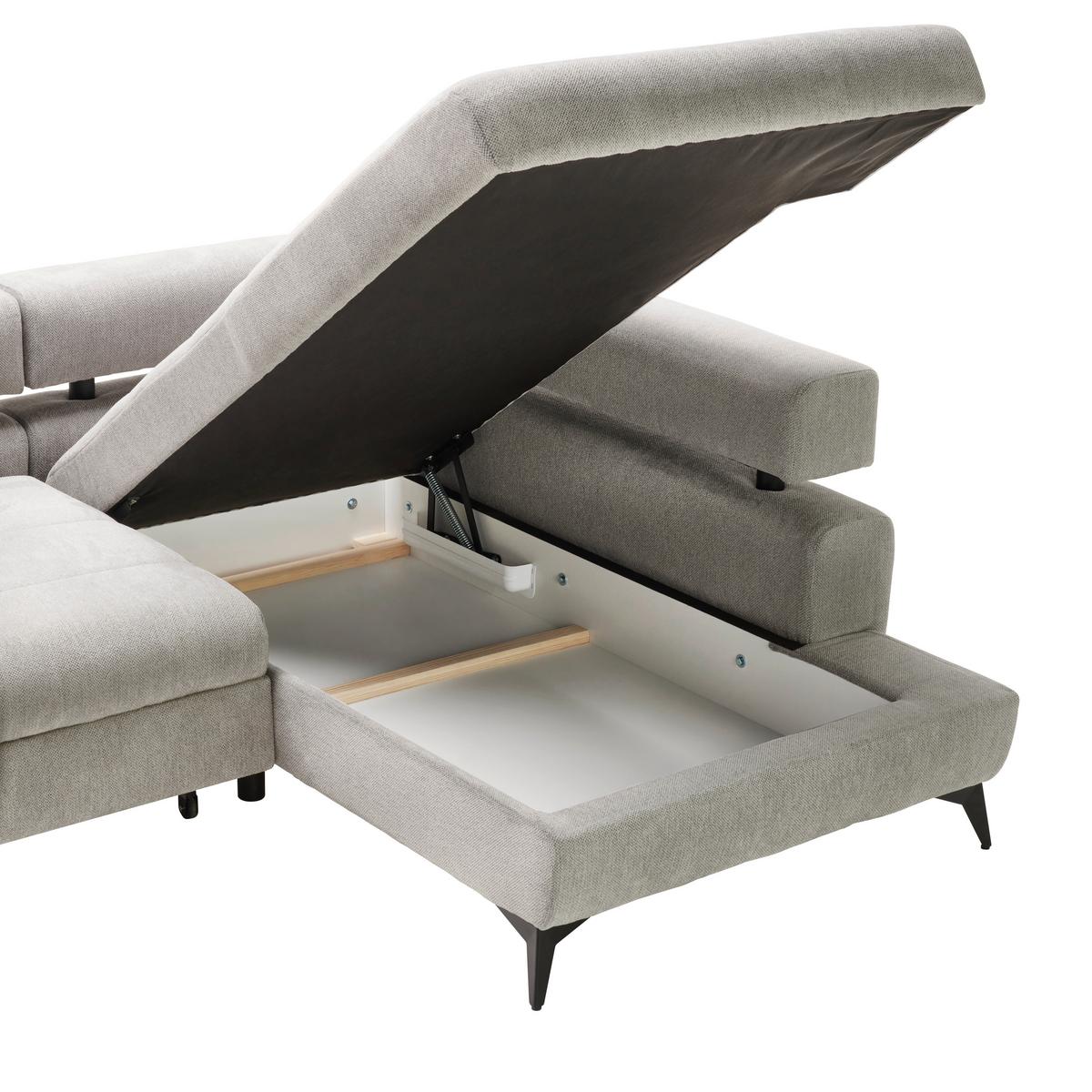 Kutna Garnitura Rosalie - svijetlo siva/crna, Konvencionalno, tekstil/metal (265/184cm) - Modern Living