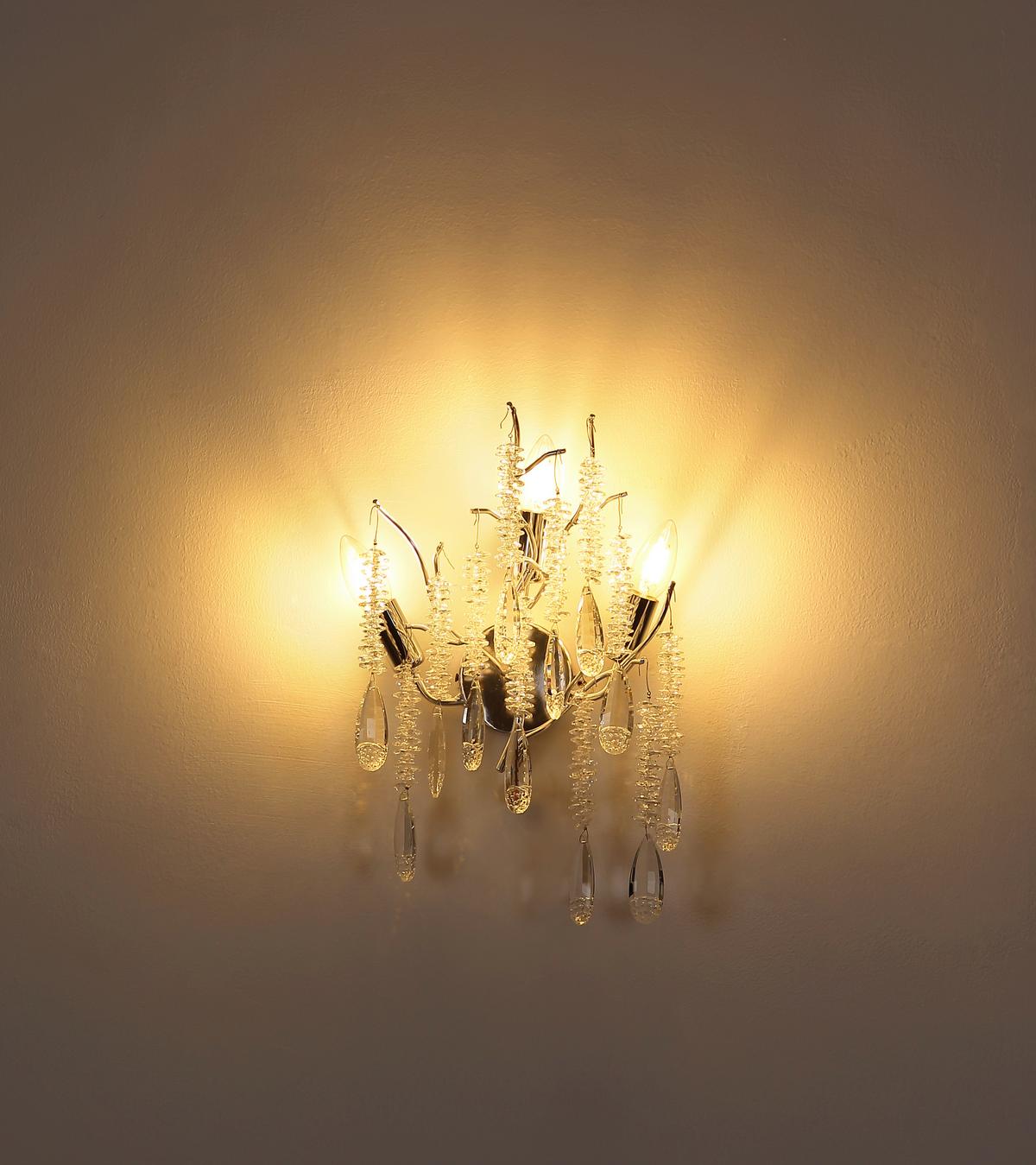 Zidna Svjetiljka Kinga - srebrne boje/prozirno, Konvencionalno, staklo/metal (35/47cm) - Globo