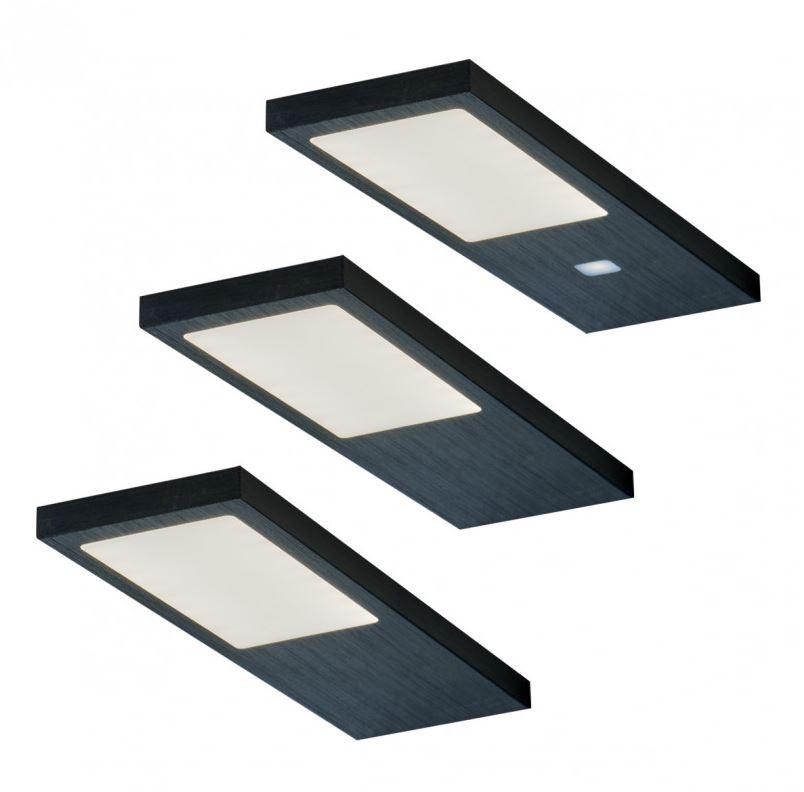 set d'éclairage sous-meuble GAMMA in Aluminiun schwarz - Schwarz, Metall (17/5/0,7cm) - Based