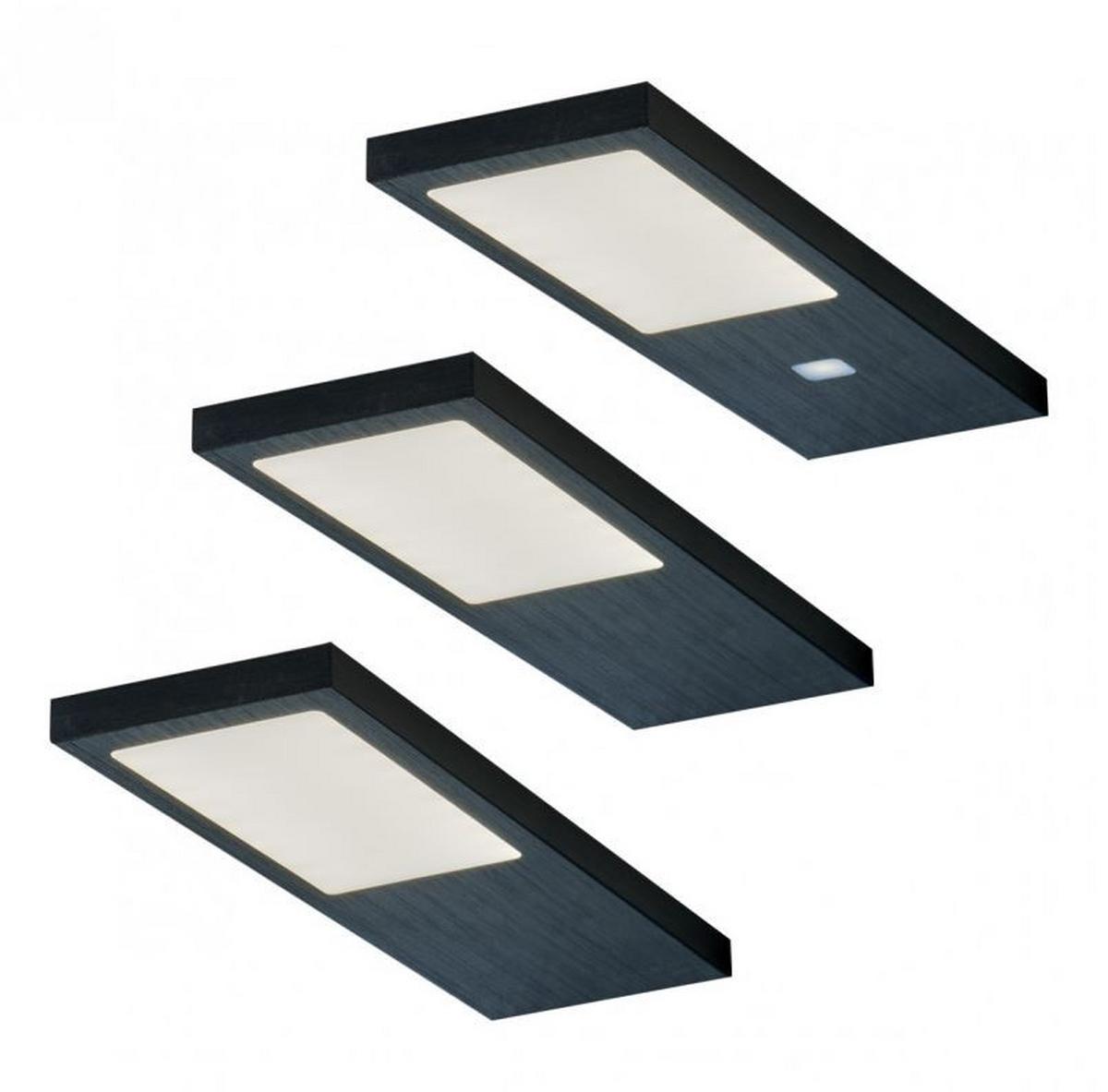 Unterbauleuchten-Set GAMMA in Aluminiun schwarz - Schwarz, Metall (17/5/0,7cm) - Based