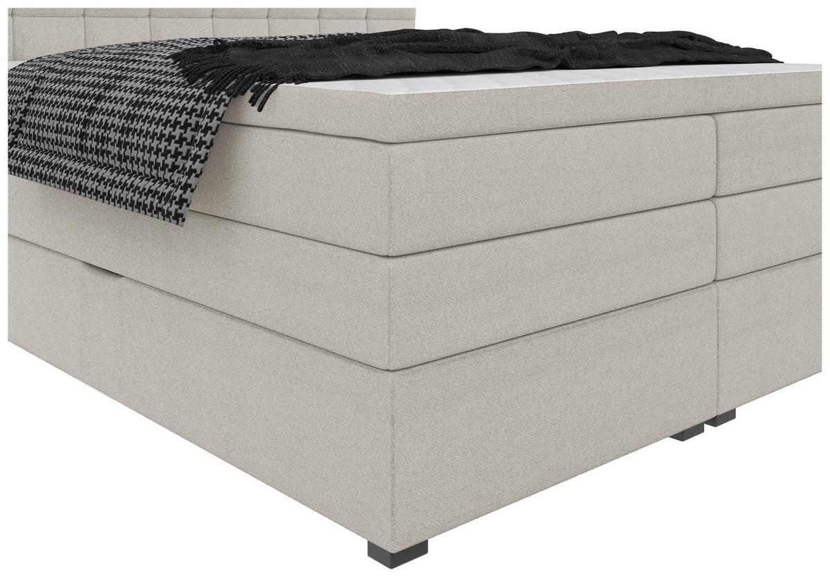 Boxspringbett Fano Sandfarben ca. 200x200cm - Sandfarben/Schwarz, Konventionell, Kunststoff/Textil (200/200cm) - Mömax