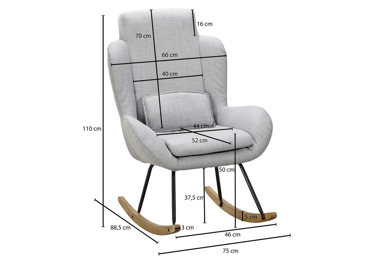 SCHAUKELSESSEL ROCKY - Eichefarben/Grau, Design, Holz/Textil (75/110/88,5cm) - MID.YOU