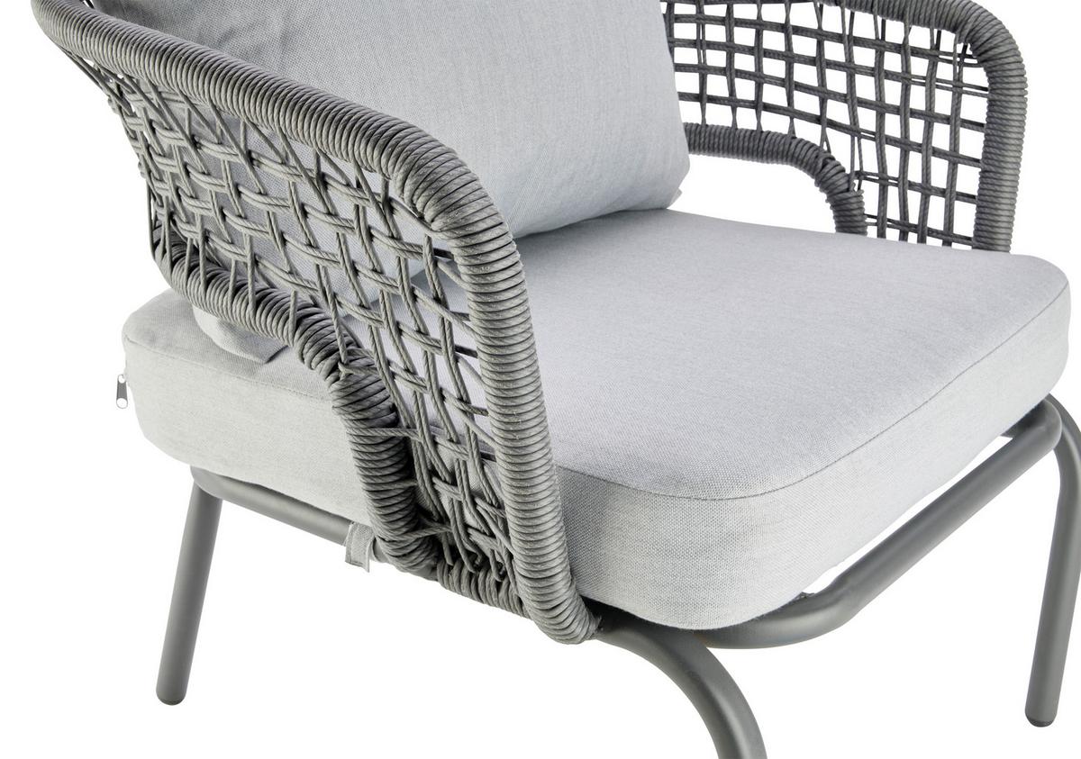 Loungegarnitur Lyon 5 in Anthrazit/Hellgrau - Anthrazit/Hellgrau, Modern, Glas/Kunststoff (144/72/68cm) - Mömax