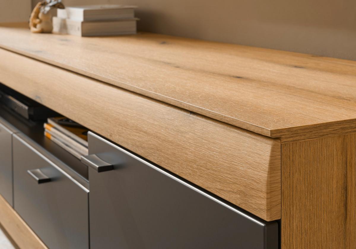 WOHNWAND SOLETO - Eichefarben/Graphitfarben, Design, Glas/Holzwerkstoff (300/170/45cm) - MID.YOU