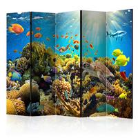 Paravent Underwater Land Blau/Multicolor - Blau/Multicolor, Basics, Holz/Kunststoff (225/172/3cm) - artgeist