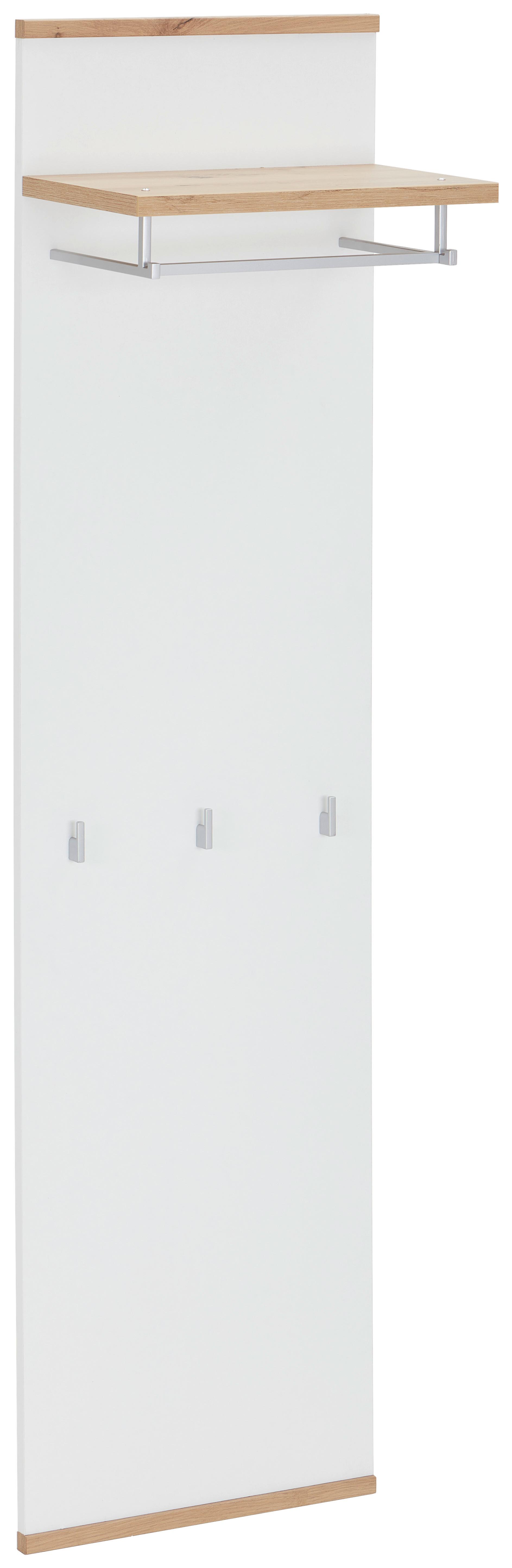 PANEL DO PRZEDPOKOJU YAMAEL - biały/dąb artisan, Design, materiał drewnopochodny/metal (45/169/28cm) - Xora