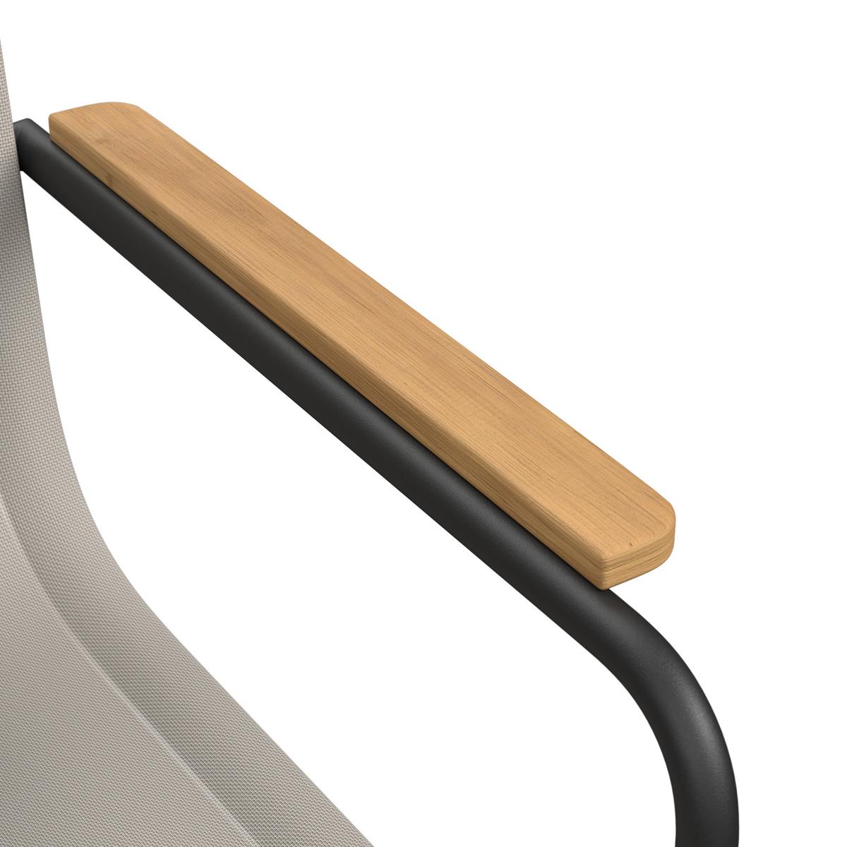 Gartensessel-Set 2-er Daisy Hellgrau aus Textilene/Metall - Hellgrau/Schwarz, MODERN, Holz/Textil (55,5/95/55cm) - Bessagi Garden